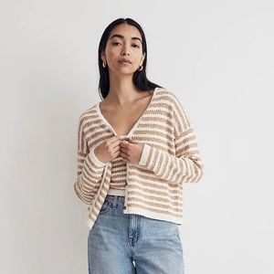 Madewell Open-Stitch Cardigan Sweater in Stripe, Size XS